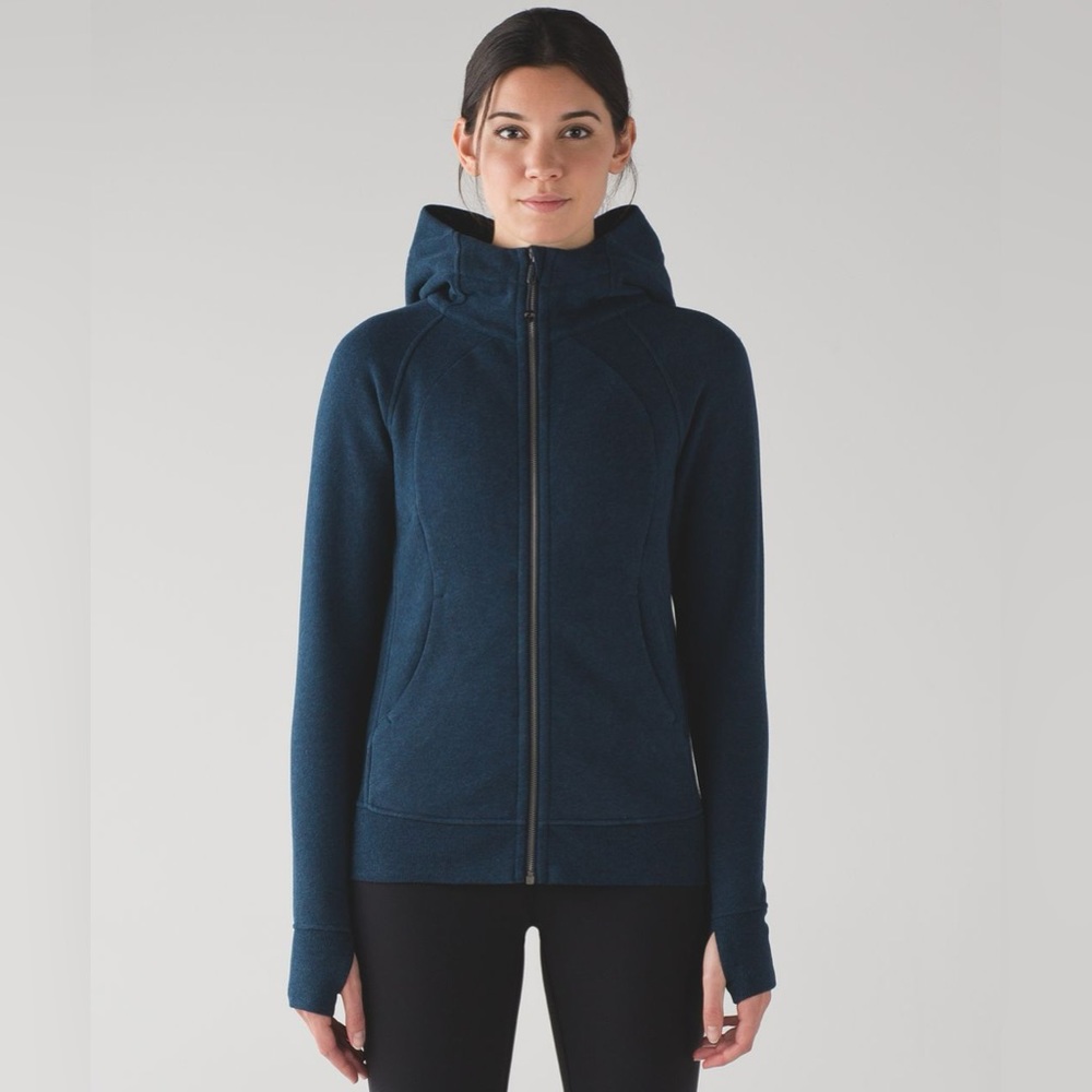 EUC Lululemon Scuba Full-Zip Hoodie IV Heathered Nocturnal Teal 4